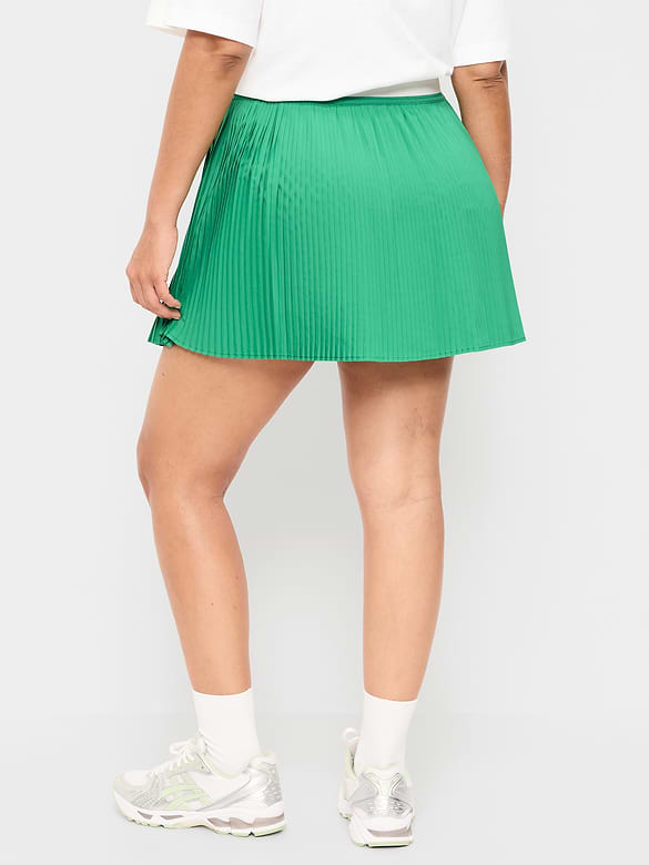 Jupe-short à plis fins à taille très haute