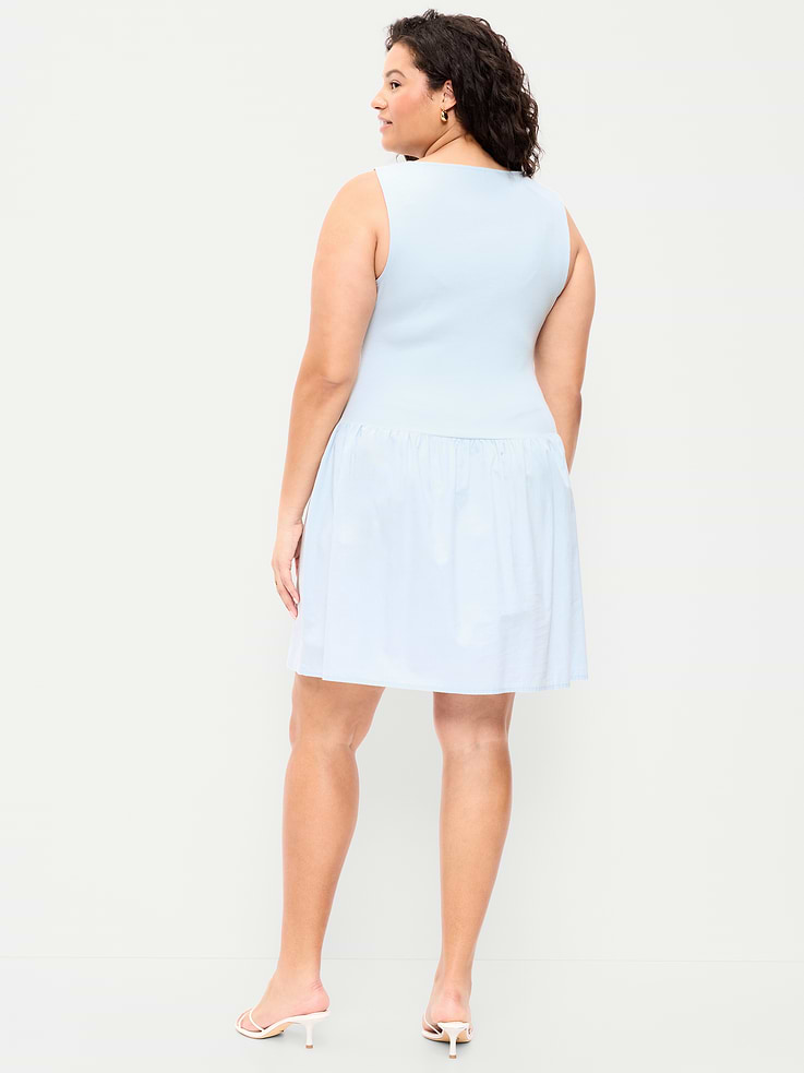 Image number 9 showing, Mixed Media Drop-Waist Mini Dress