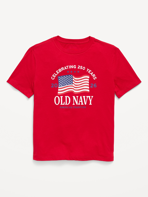 Short-Sleeve Gender-Neutral Flag Logo Graphic T-Shirt for Kids