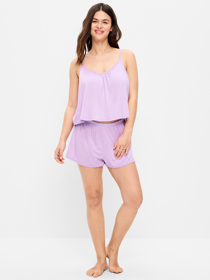 Image number 4 showing, Sunday Sleep Lace-Trim Pajama Tank and Shorts Set
