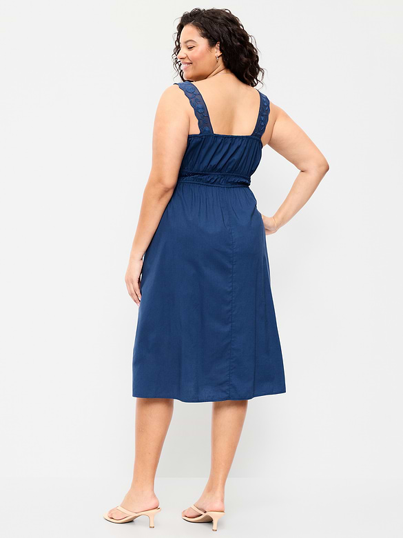 Fit & Flare Smocked-Waist Midi Dress