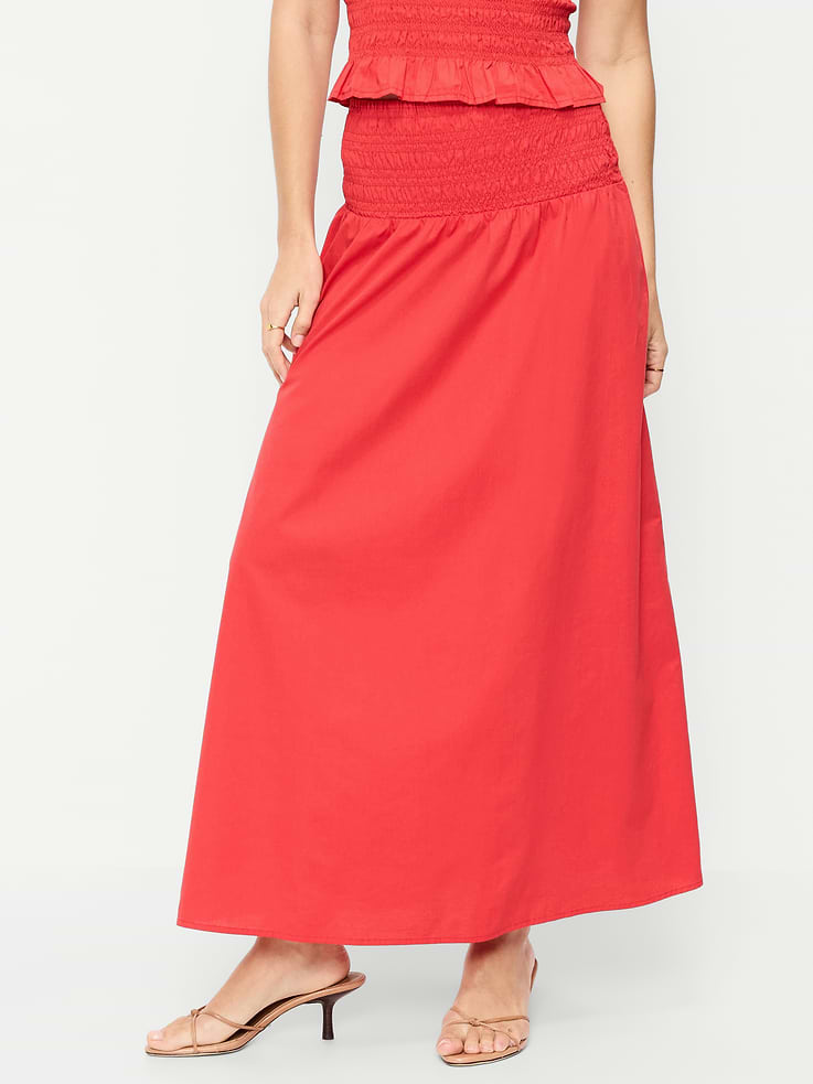 Image number 2 showing, Twill Smocked-Waist Maxi Skirt