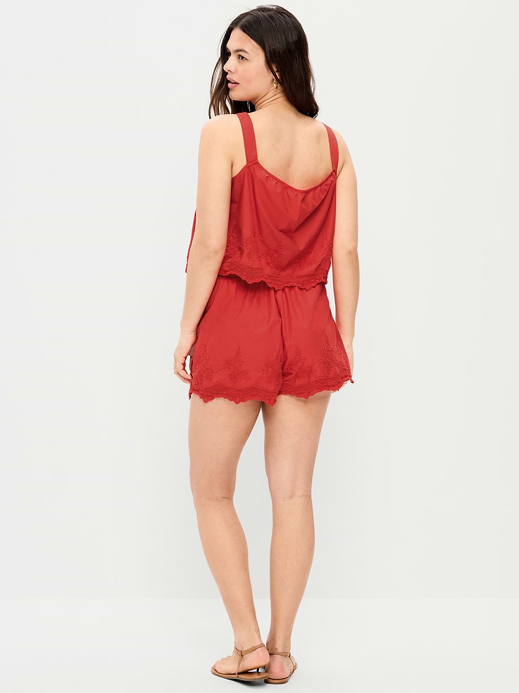 Image number 6 showing, High-Waisted Lace-Trim Shorts