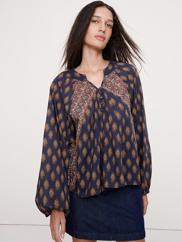 Lightweight Cotton Split-Neck Top
