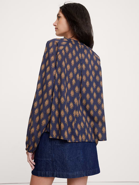 Lightweight Cotton Split-Neck Top
