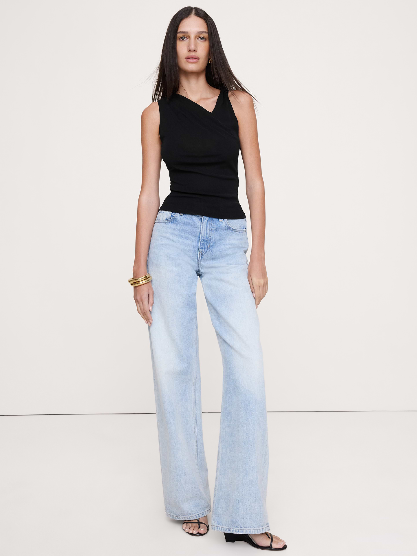 Image number 1 showing, Mesh Twisted-Shoulder Top