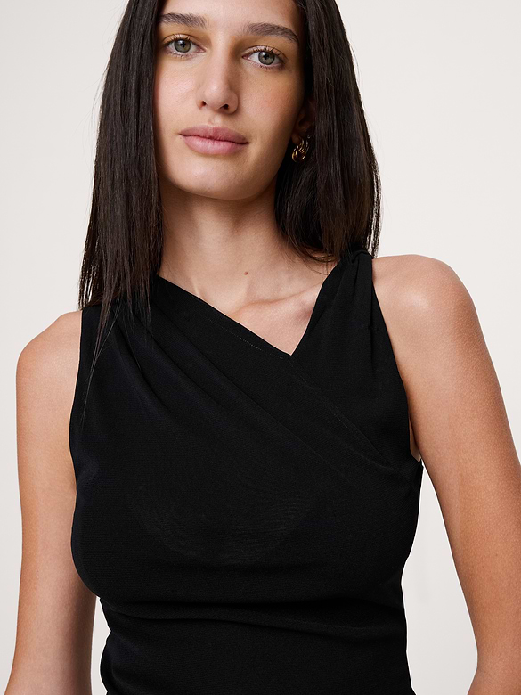 Mesh Twisted-Shoulder Top