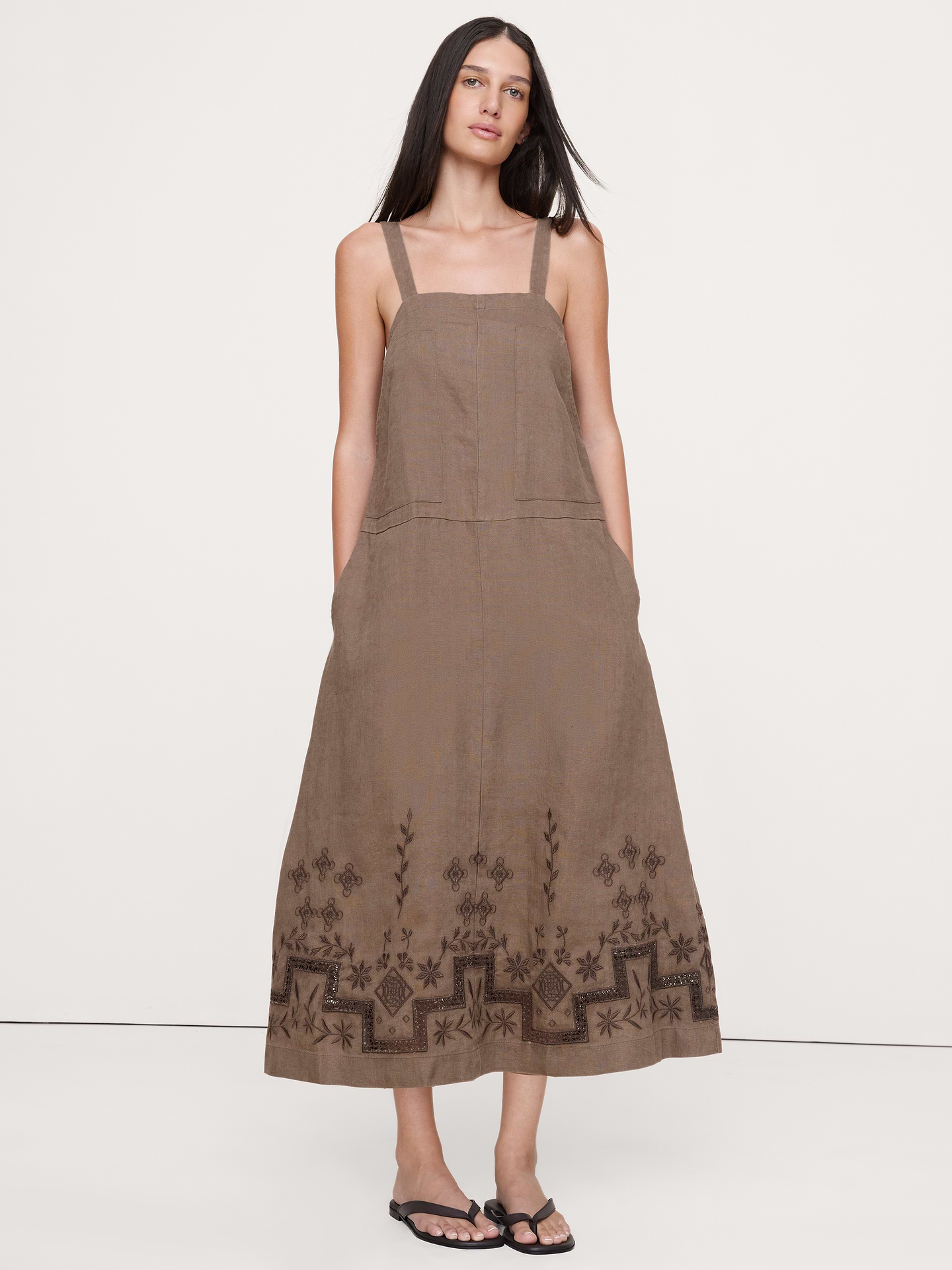 Image number 1 showing, Square-Neck Apron Maxi Dress