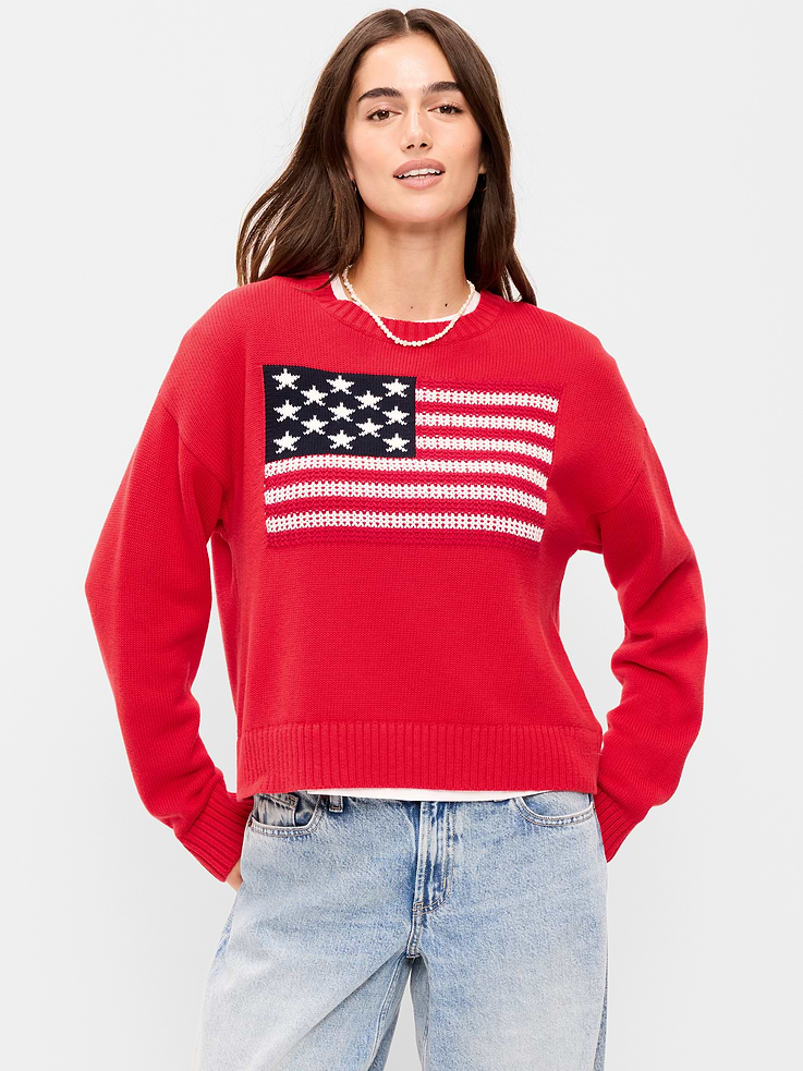 Image number 1 showing, Seaside Cotton Long-Sleeve Flag Sweater