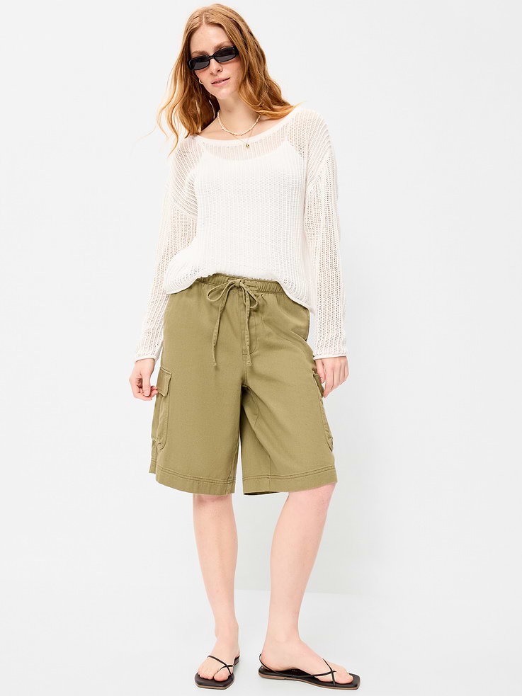 Image number 3 showing, Seaside Cotton Open-Stitch Cropped Sweater