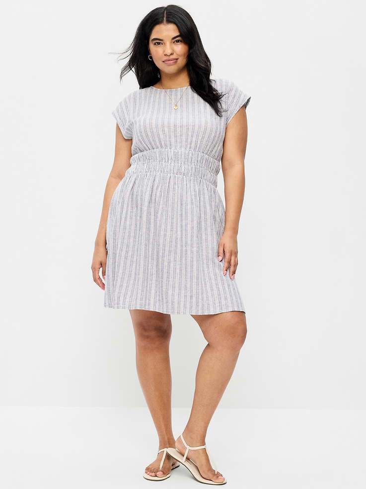 Image number 7 showing, Smocked-Bodice Fit & Flare Mini Dress