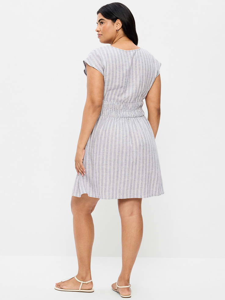 Image number 8 showing, Smocked-Bodice Fit & Flare Mini Dress