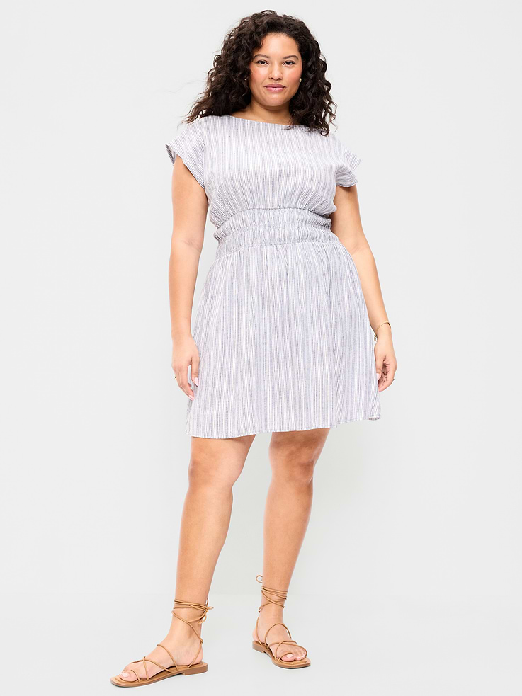 Image number 9 showing, Smocked-Bodice Fit & Flare Mini Dress