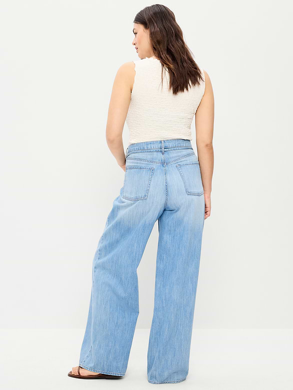 High-Waisted Drapey Wide-Leg Jeans