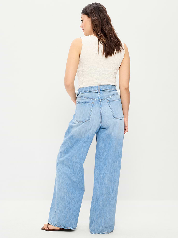 L'image numéro 8 présente Jean fluide à jambe large et taille haute