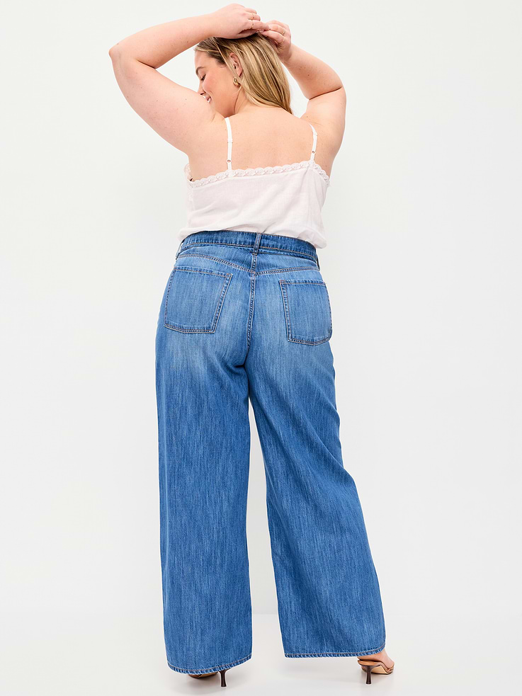 Image number 9 showing, High-Waisted Drapey Wide-Leg Jeans