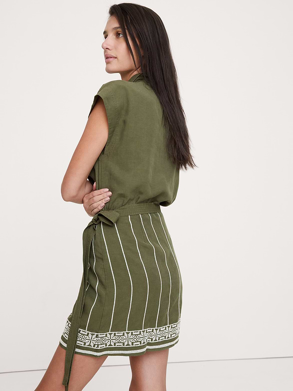 Embroidered Tencel™-Linen Wrap Dress