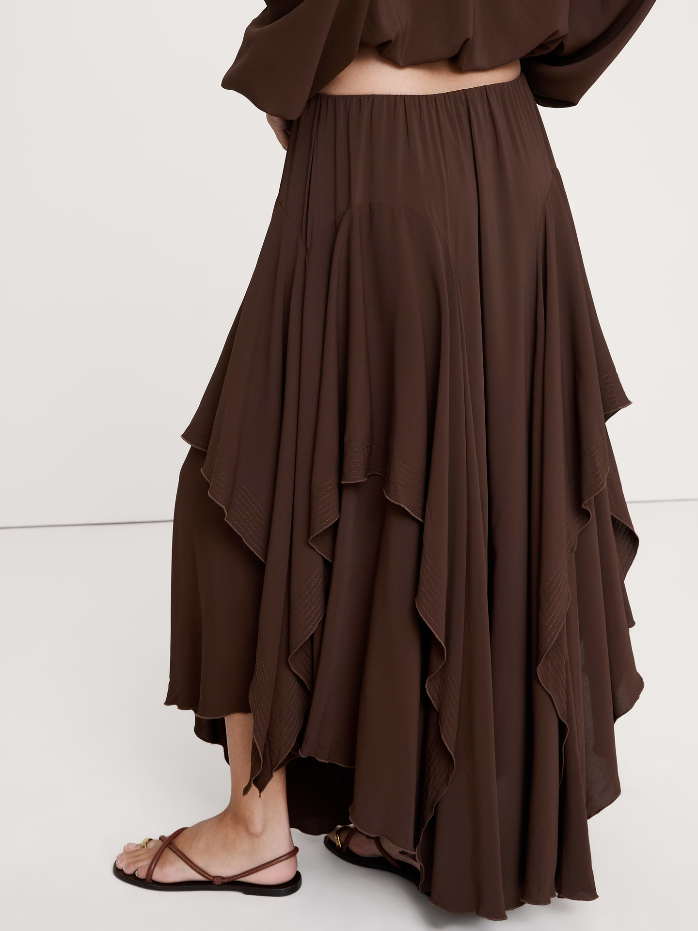 Image number 2 showing, Drapey Georgette Ruffle Maxi Skirt