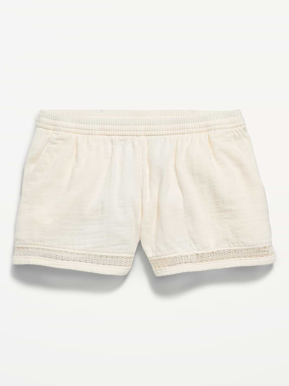 Short à tissage double et bordure en crochet pour fille