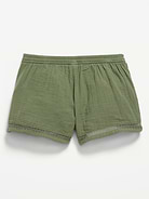 Image number 2 showing, Double-Weave Crochet-Trim Shorts for Girls