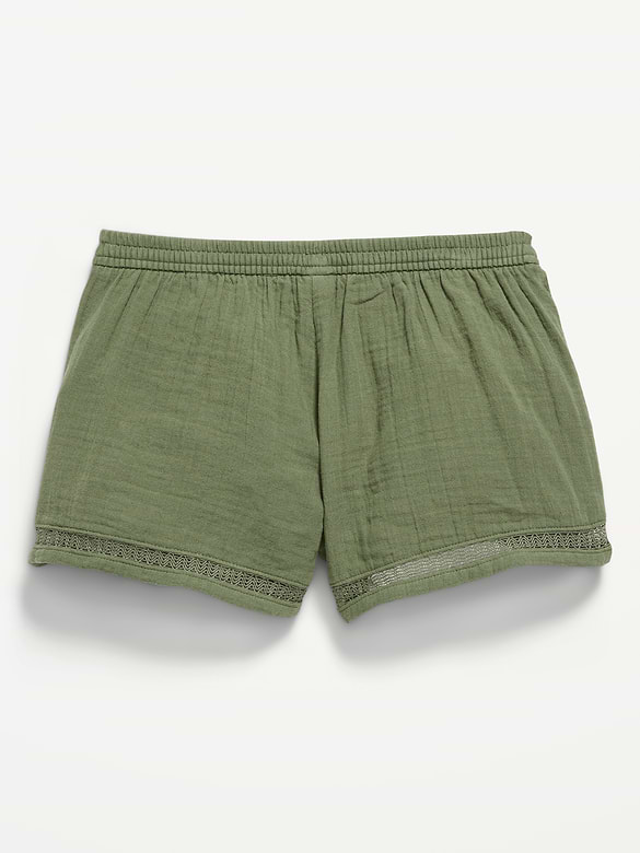 Short à tissage double et bordure en crochet pour fille