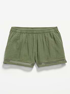 Image number 1 showing, Double-Weave Crochet-Trim Shorts for Girls