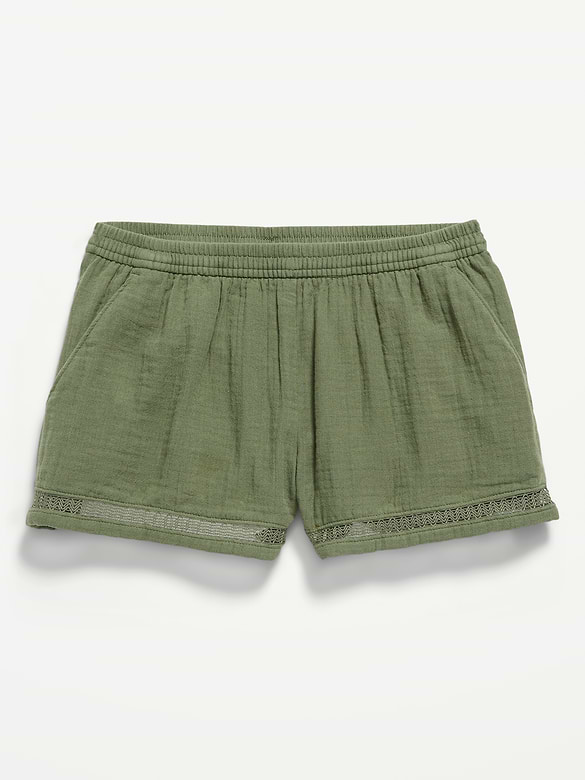 Short à tissage double et bordure en crochet pour fille