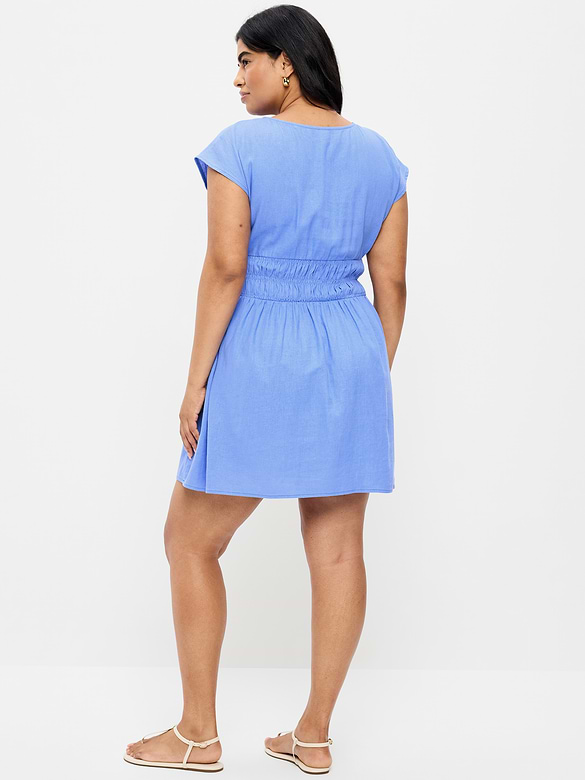 Smocked-Bodice Fit & Flare Mini Dress