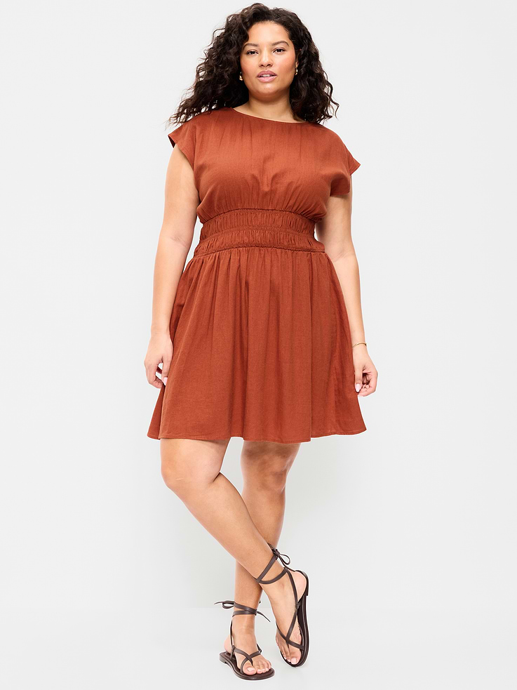 Image number 9 showing, Smocked-Bodice Fit & Flare Mini Dress
