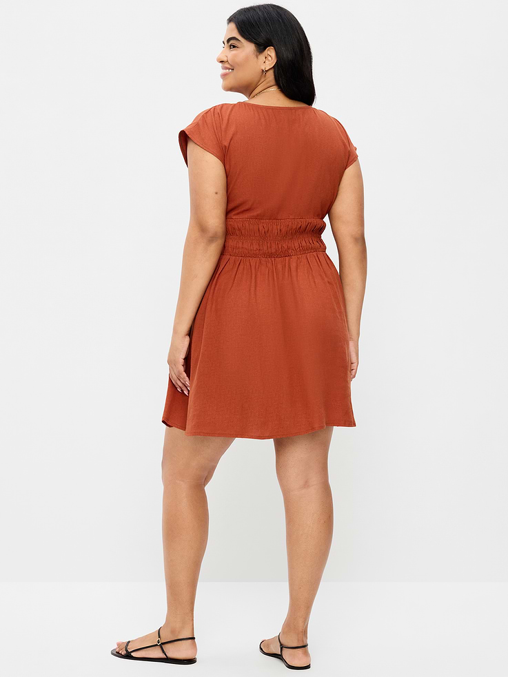 Image number 8 showing, Smocked-Bodice Fit & Flare Mini Dress