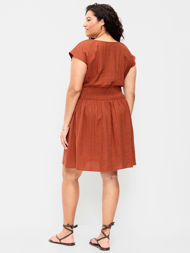 Image number 10 showing, Smocked-Bodice Fit & Flare Mini Dress