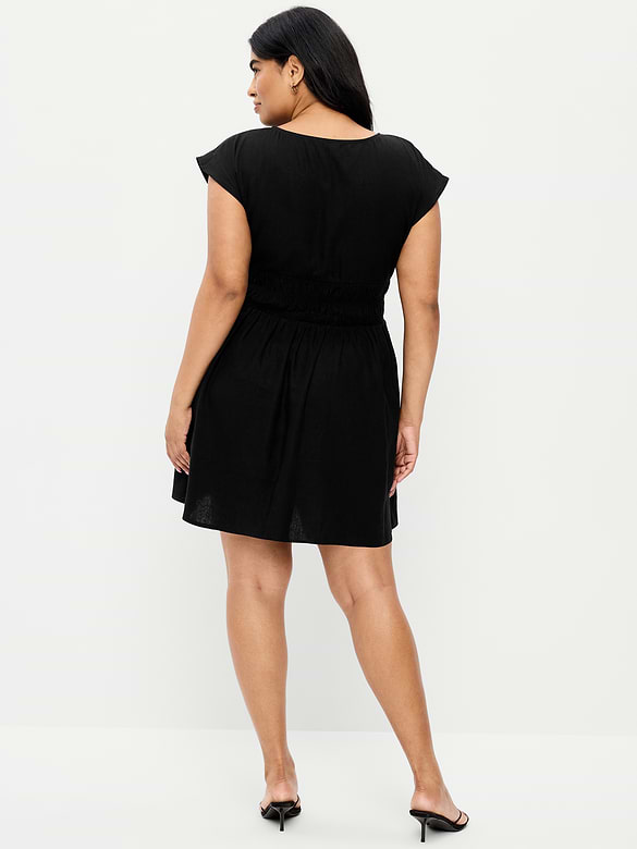 Smocked-Bodice Fit & Flare Mini Dress