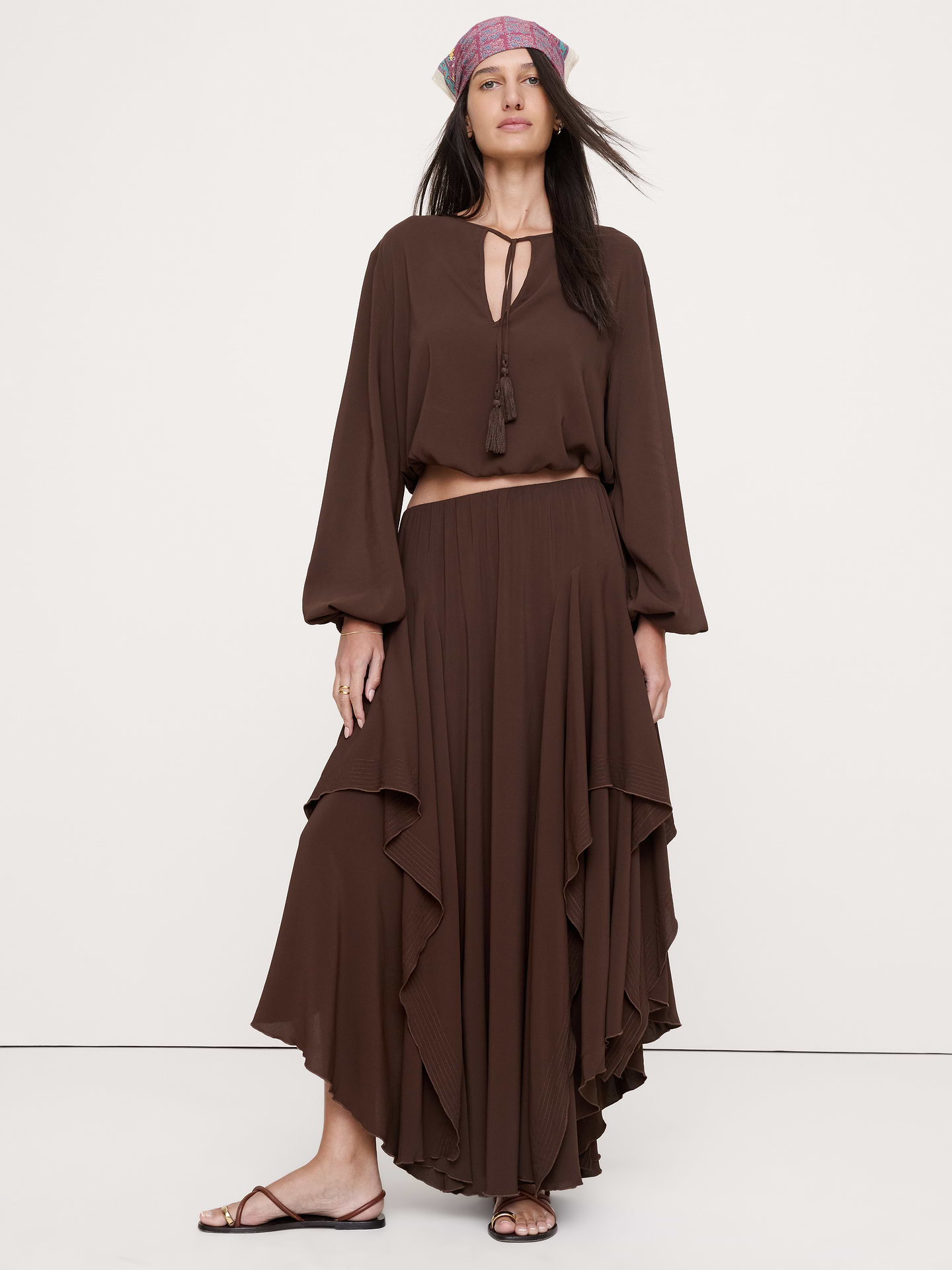 Image number 1 showing, Drapey Georgette Ruffle Maxi Skirt