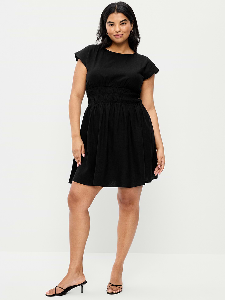 Image number 7 showing, Smocked-Bodice Fit & Flare Mini Dress