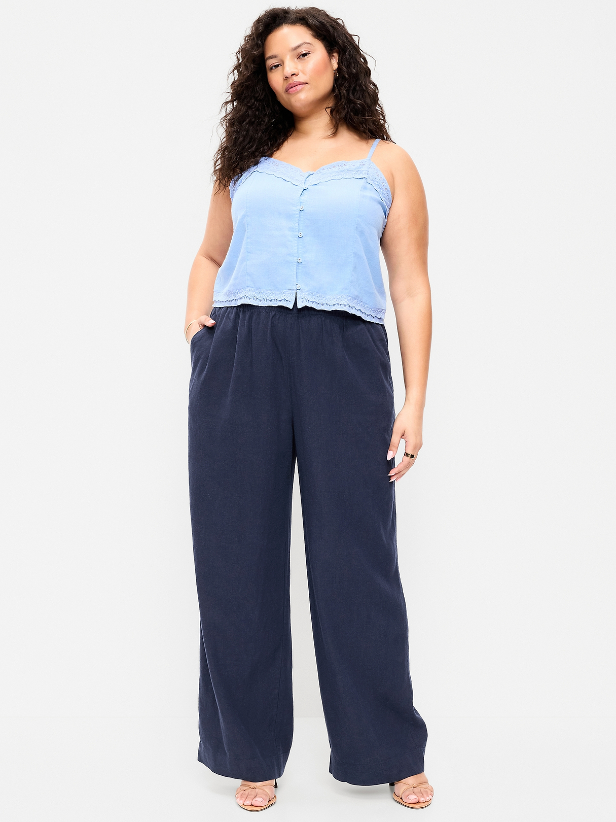 High-Waisted Linen-Blend Super Wide-Leg Pants | Old Navy