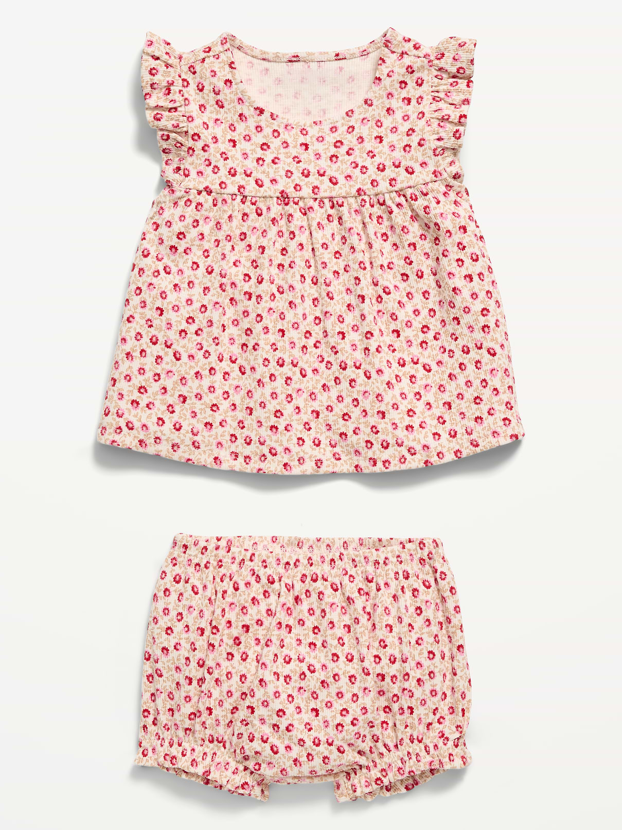 Image number 2 showing, Ribbed Flutter-Sleeve Top and Shorts Set for Baby