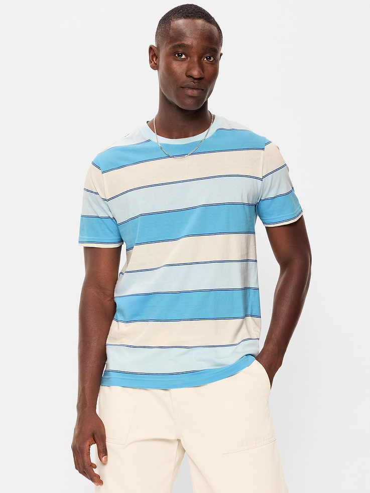 L'image numéro 1 présente T-shirt ras du cou à rayures