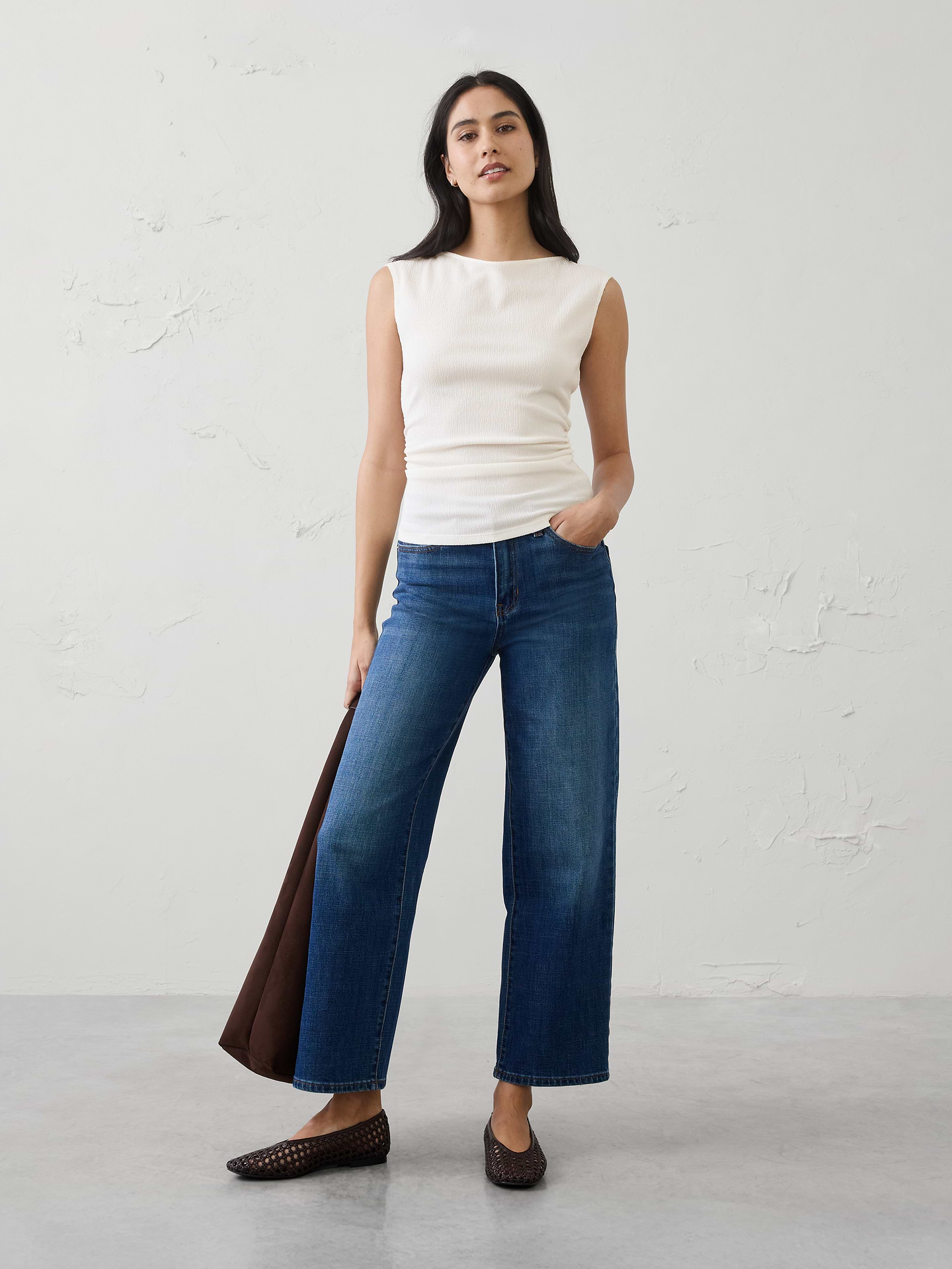 Image number 1 showing, Textured Smocked Ruched Top