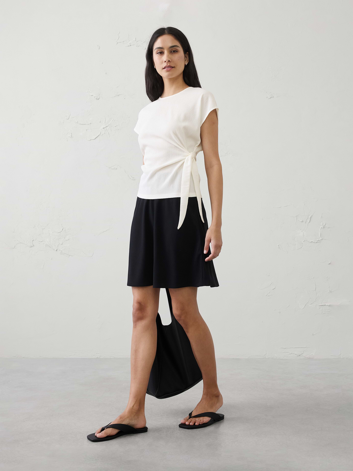 Image number 1 showing, Textured Smocked Side-Tie Top