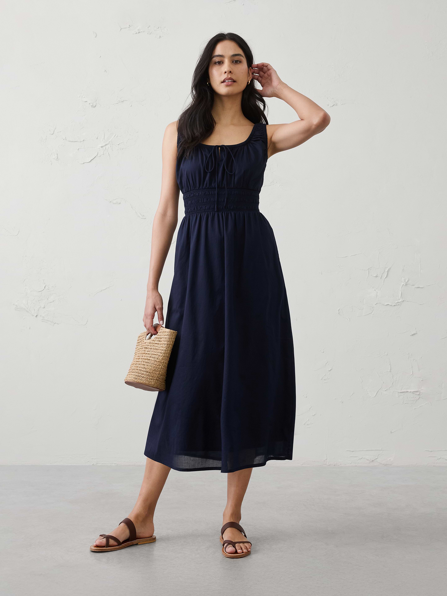 Image number 1 showing, Smocked Waist Midi Dress