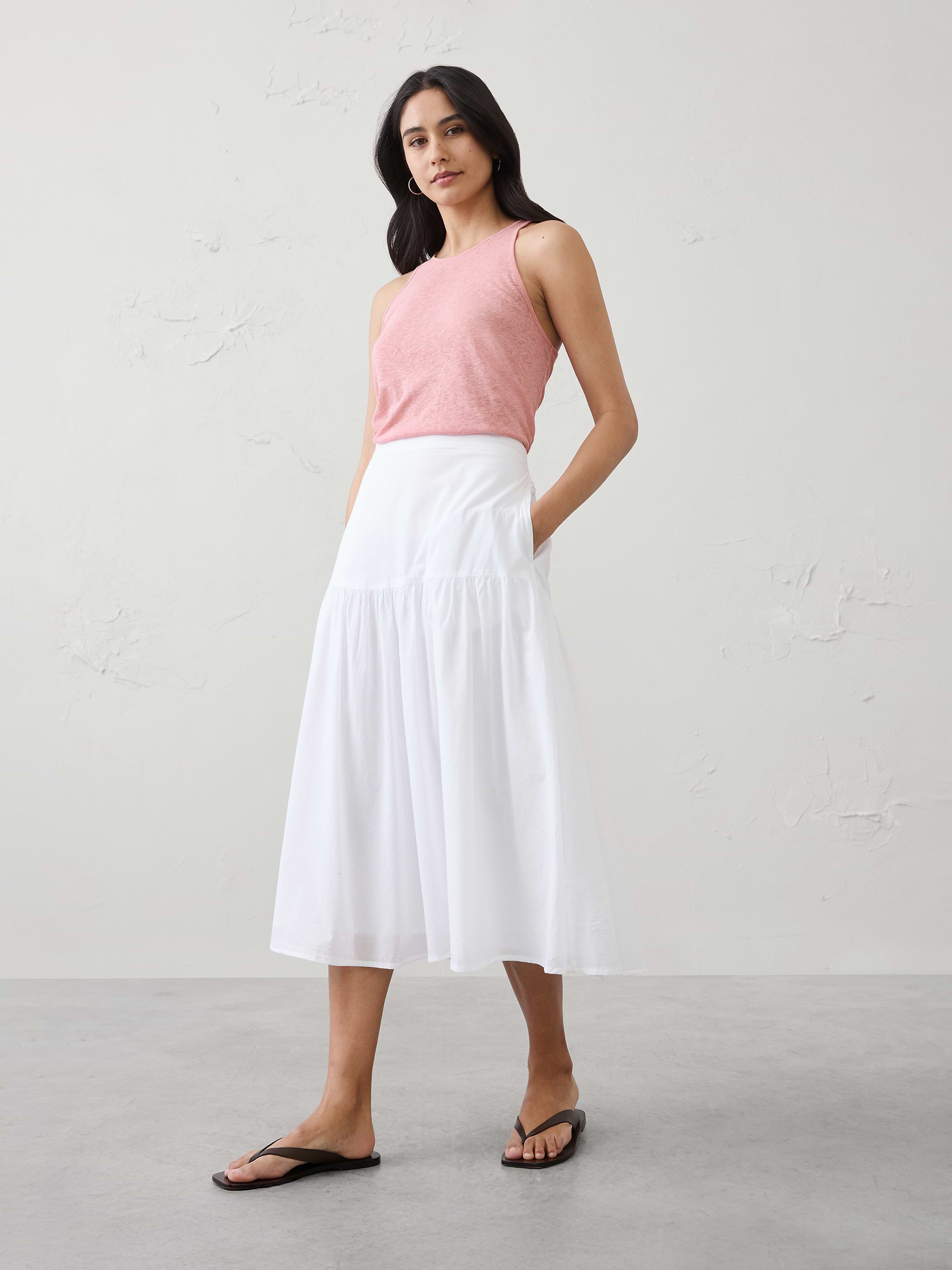 Image number 1 showing, Linen-Blend Racer Back Tank