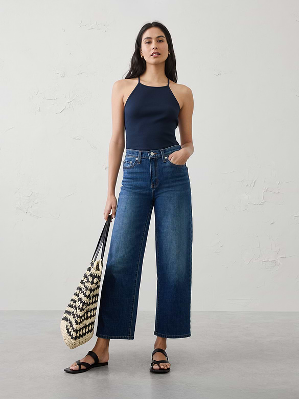 Ribbed Strappy Racer-Back Top
