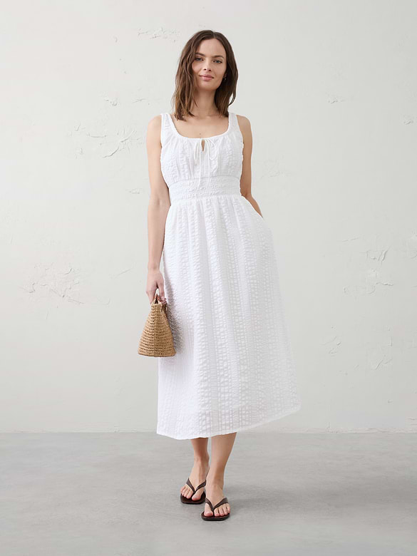 Smocked Waist Midi Dress