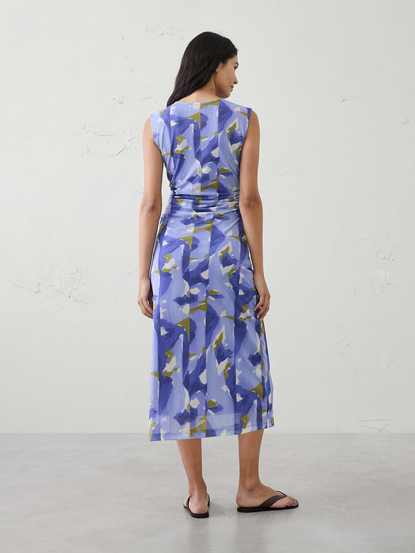 Shirred-Waist Midi Dress