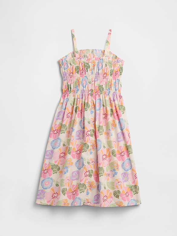Kids Print Smocked Midi Dress