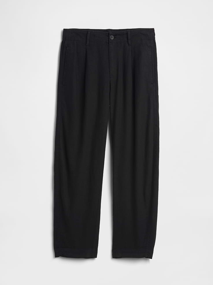 Image number 7 showing, High Rise Linen-Blend Barrel Pants