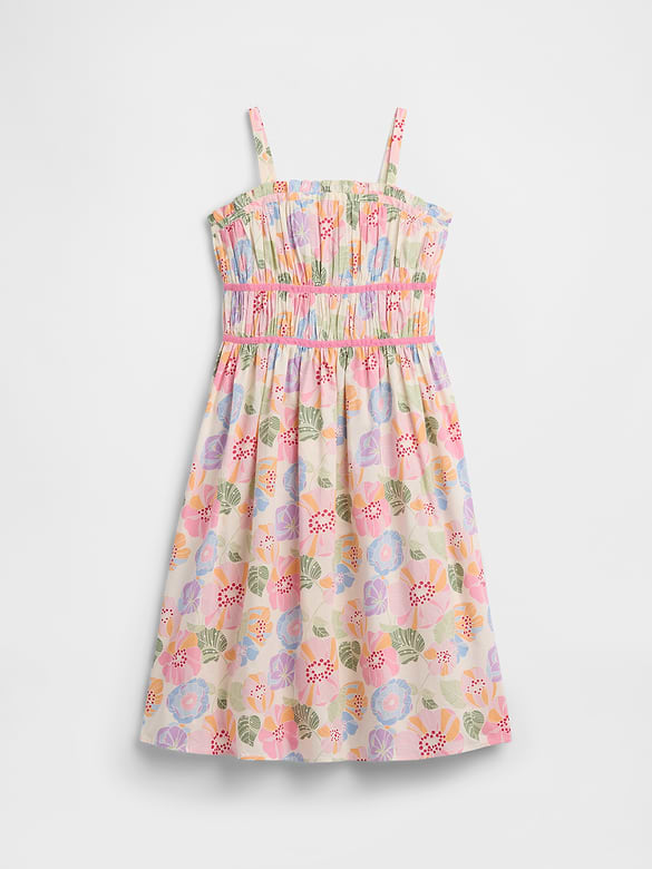Kids Print Smocked Midi Dress