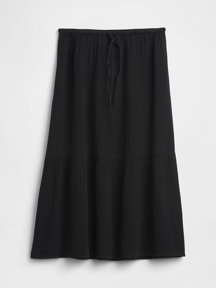 Image number 5 showing, Pull-On Gauze Midi Skirt
