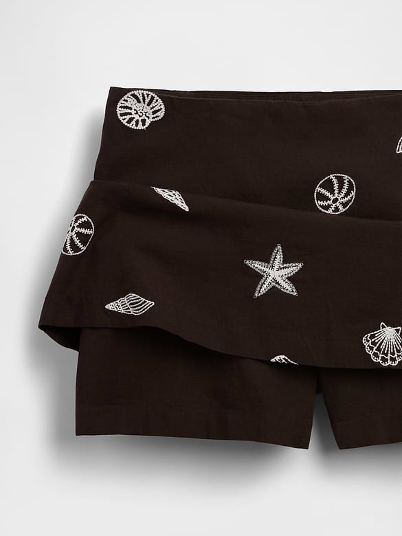 Linen-Blend Mini Skort