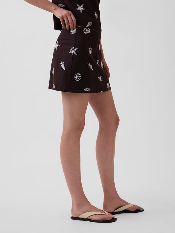 Linen-Blend Mini Skort